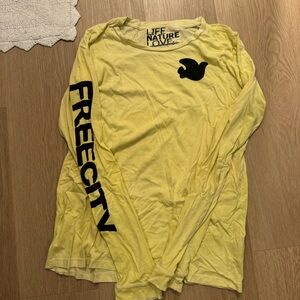 Freecity Vibrant Yellow Long Sleeve Tee. Cute oversized or true to size